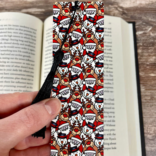 Cute Christmas Bookmark – Santa, Reindeer, and Snowmen – Holiday Reading Gift for Book Lovers