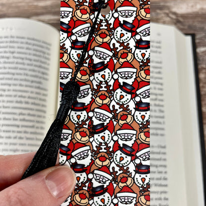 Cute Christmas Bookmark – Santa, Reindeer, and Snowmen – Holiday Reading Gift for Book Lovers