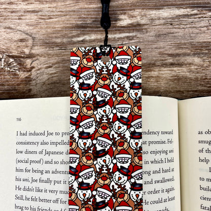 Cute Christmas Bookmark – Santa, Reindeer, and Snowmen – Holiday Reading Gift for Book Lovers