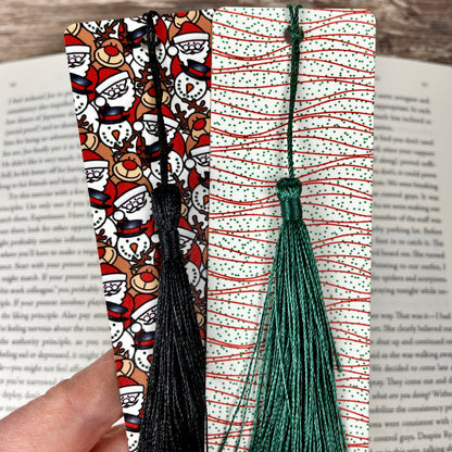 Christmas Bookmark Duo - Santa Reindeer Snowman & Holiday Snack Cake