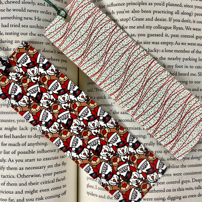 Christmas Bookmark Duo - Santa Reindeer Snowman & Holiday Snack Cake