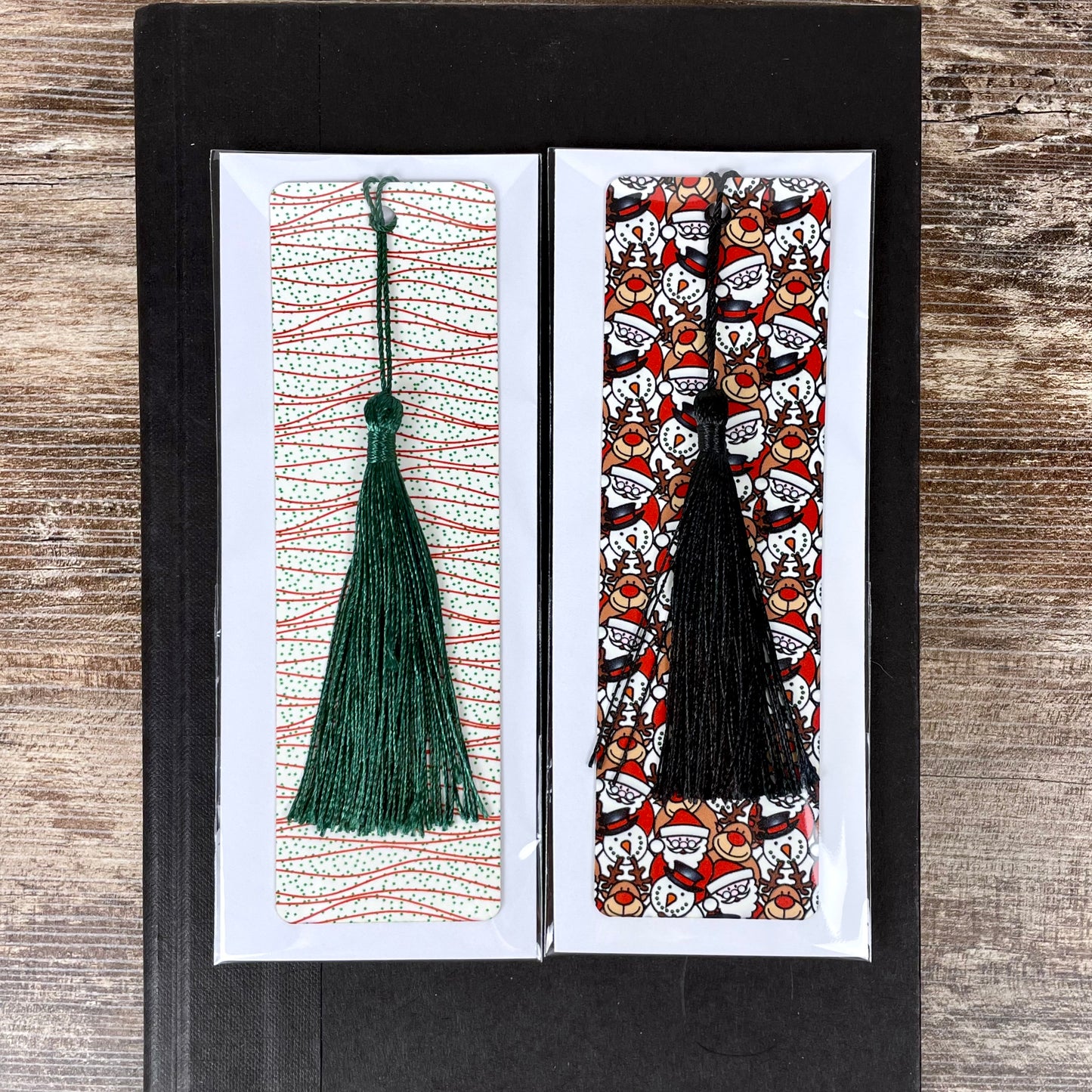Christmas Bookmark Duo - Santa Reindeer Snowman & Holiday Snack Cake