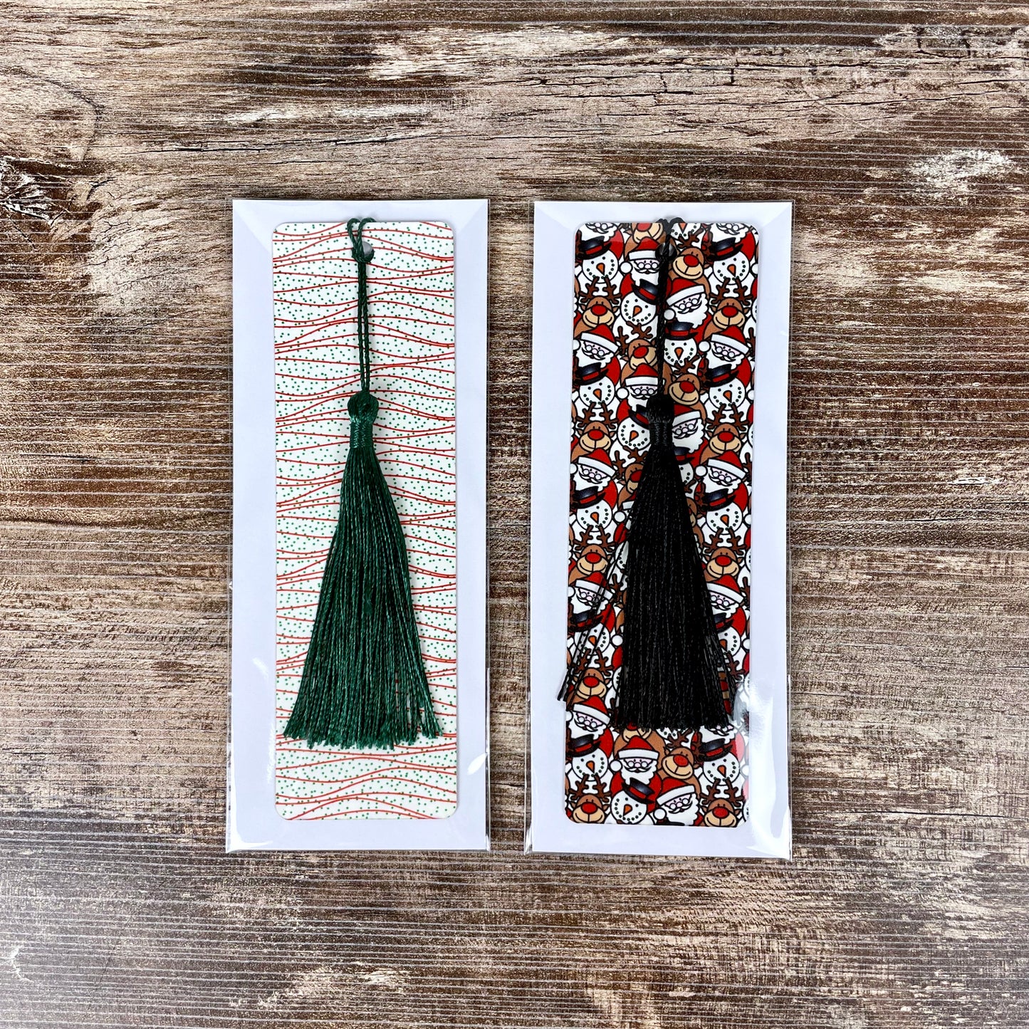 Christmas Bookmark Duo - Santa Reindeer Snowman & Holiday Snack Cake