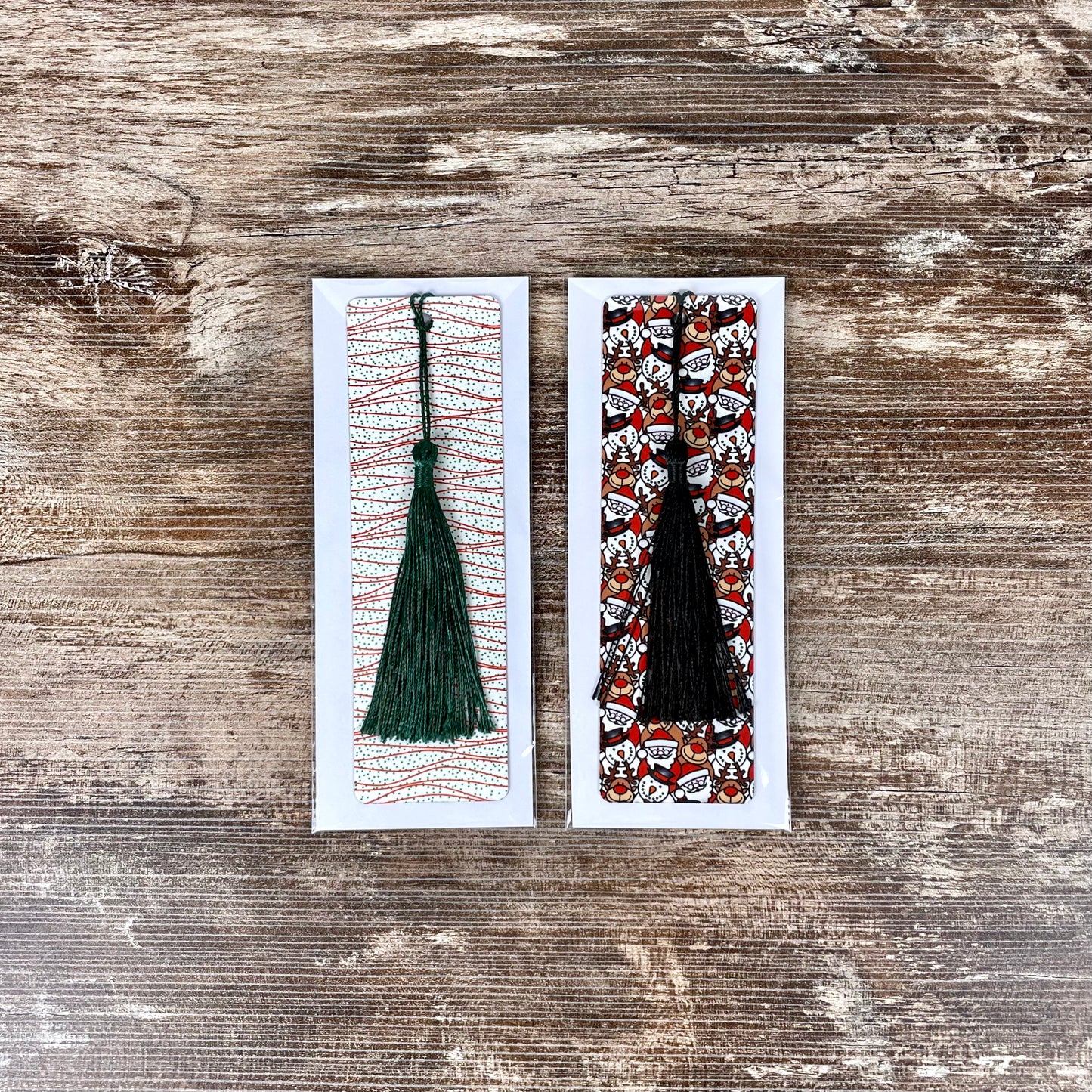 Christmas Bookmark Duo - Santa Reindeer Snowman & Holiday Snack Cake