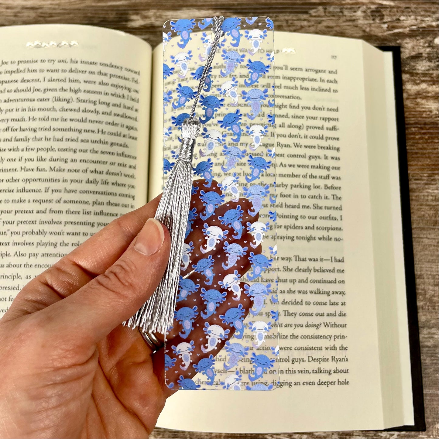 Blue Axolotl Bookmark | Cute Bookmark for Kids & Animal Lovers | Fun Gift for Readers | Kawaii Reading Accessory with Tassel