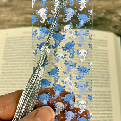 Blue Axolotl Bookmark | Cute Bookmark for Kids & Animal Lovers | Fun Gift for Readers | Kawaii Reading Accessory with Tassel