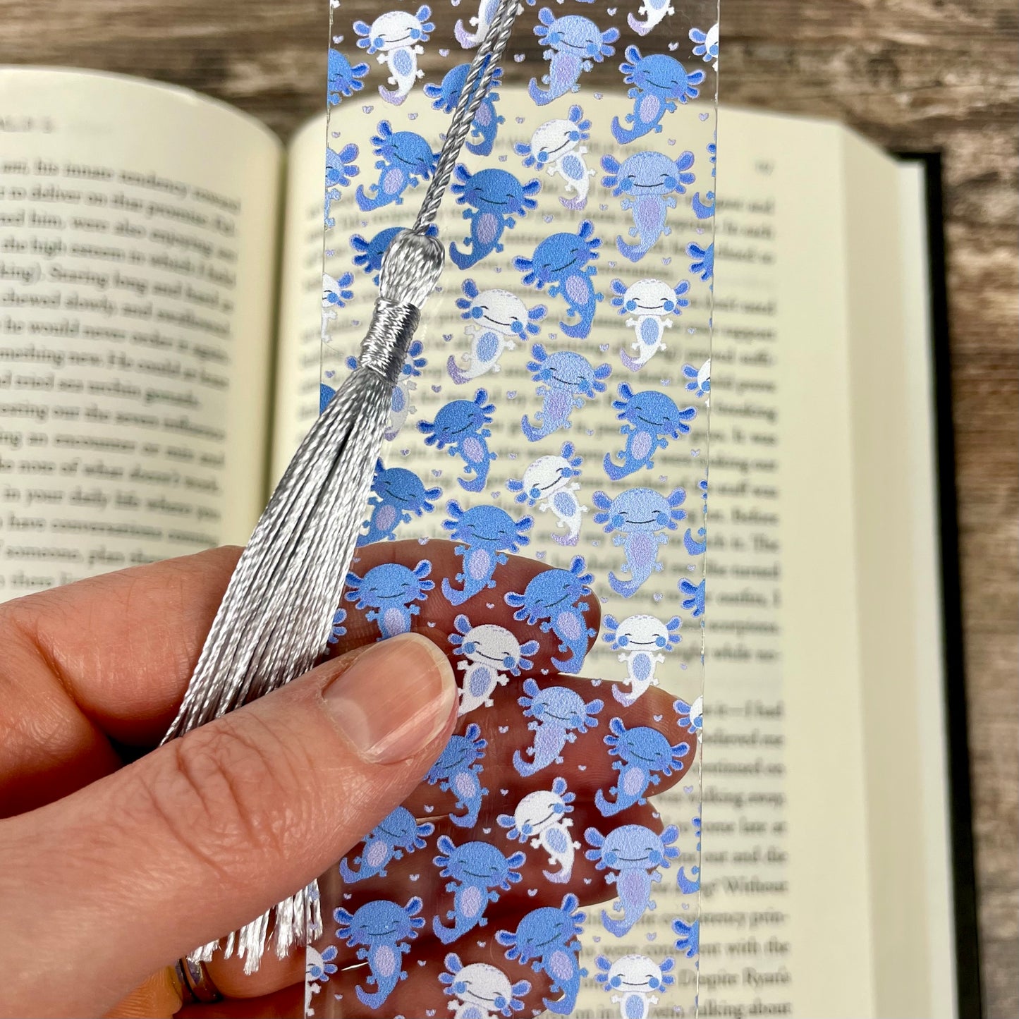 Blue Axolotl Bookmark | Cute Bookmark for Kids & Animal Lovers | Fun Gift for Readers | Kawaii Reading Accessory with Tassel