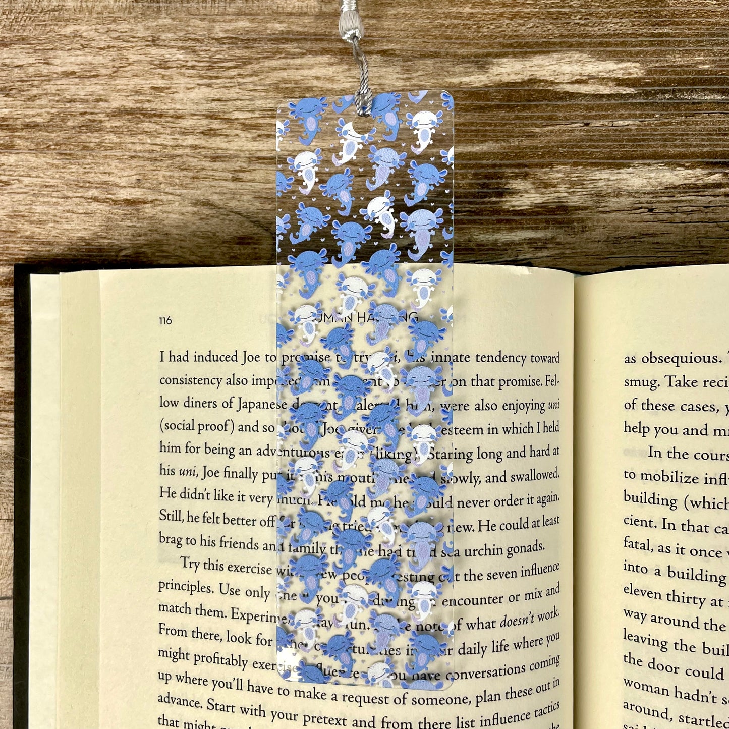 Blue Axolotl Bookmark | Cute Bookmark for Kids & Animal Lovers | Fun Gift for Readers | Kawaii Reading Accessory with Tassel