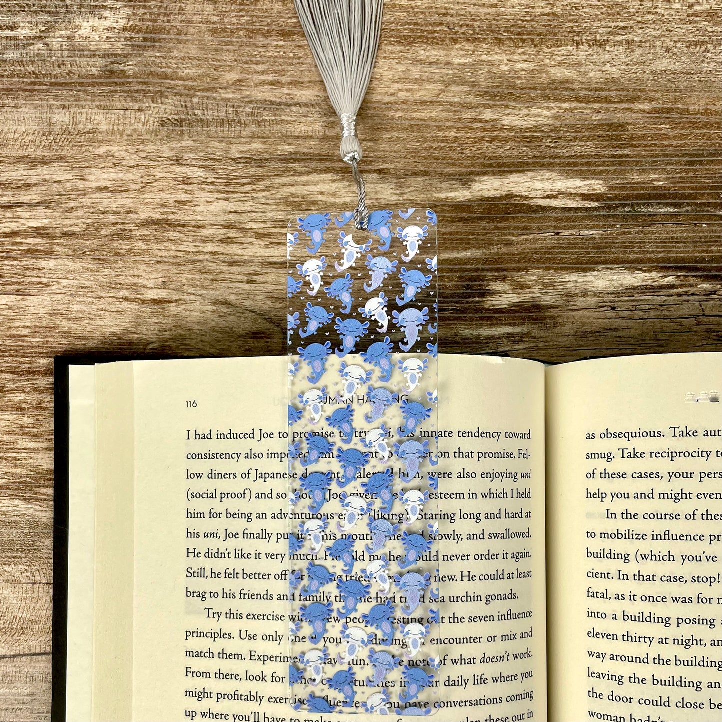 Blue Axolotl Bookmark | Cute Bookmark for Kids & Animal Lovers | Fun Gift for Readers | Kawaii Reading Accessory with Tassel
