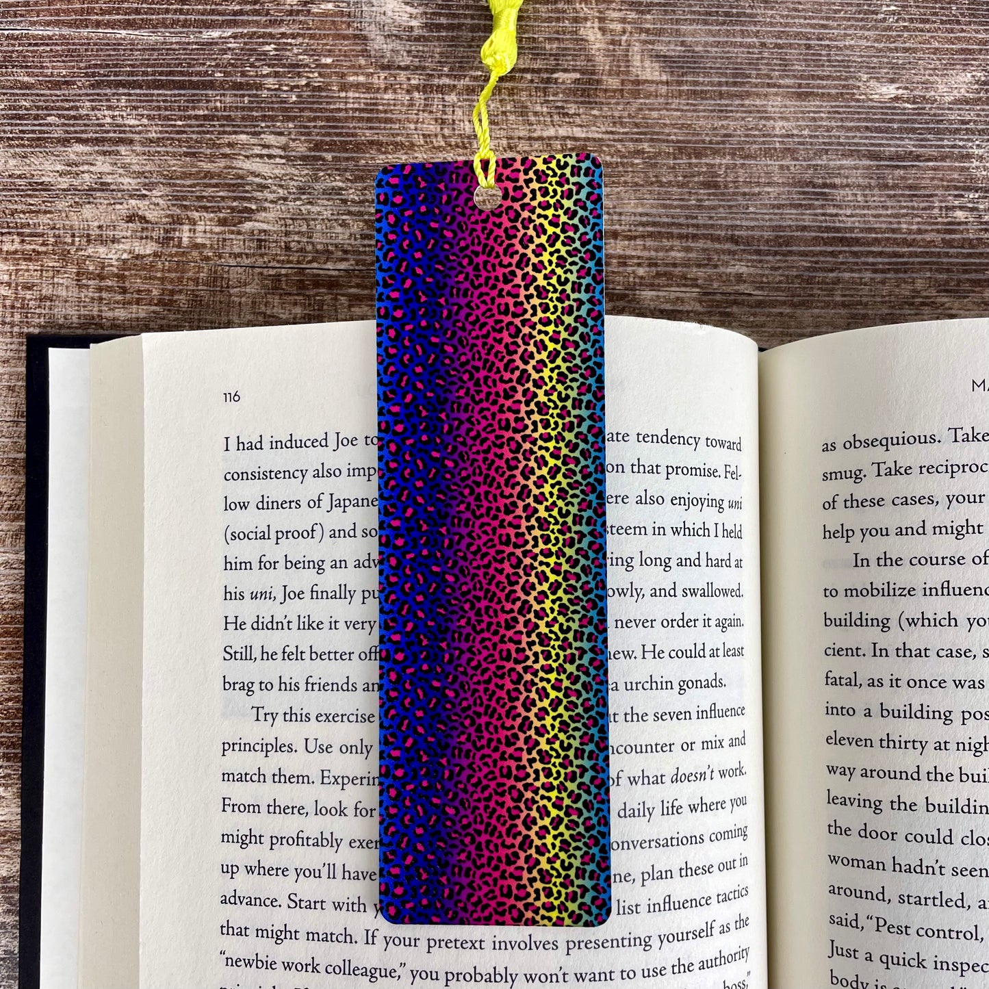 Rainbow cheetah print bookmark - colorful gift for book lovers