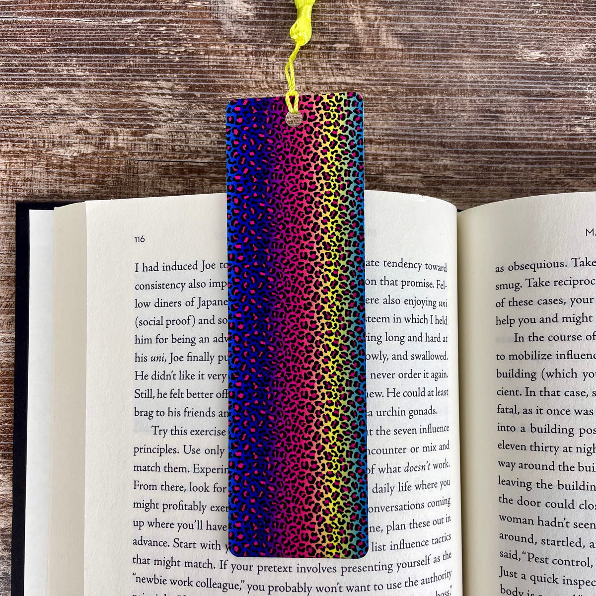 Rainbow cheetah print bookmark - colorful gift for book lovers
