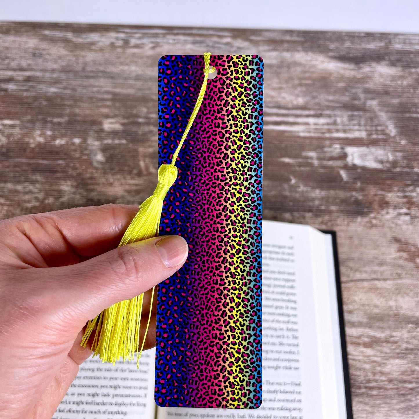 Rainbow cheetah print bookmark - colorful gift for book lovers