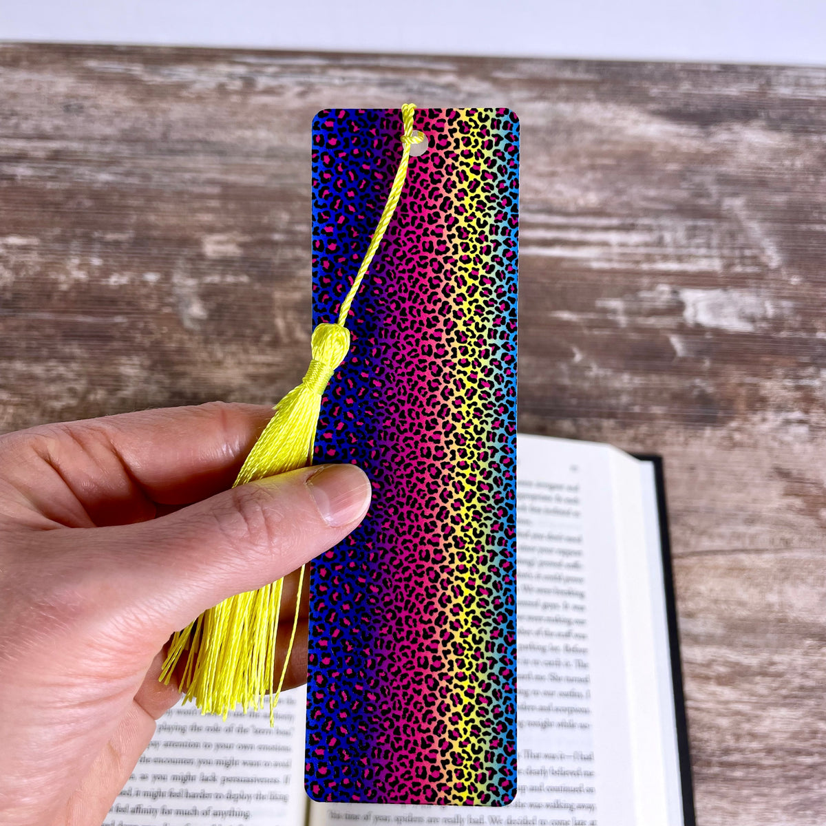 Rainbow cheetah print bookmark - colorful gift for book lovers