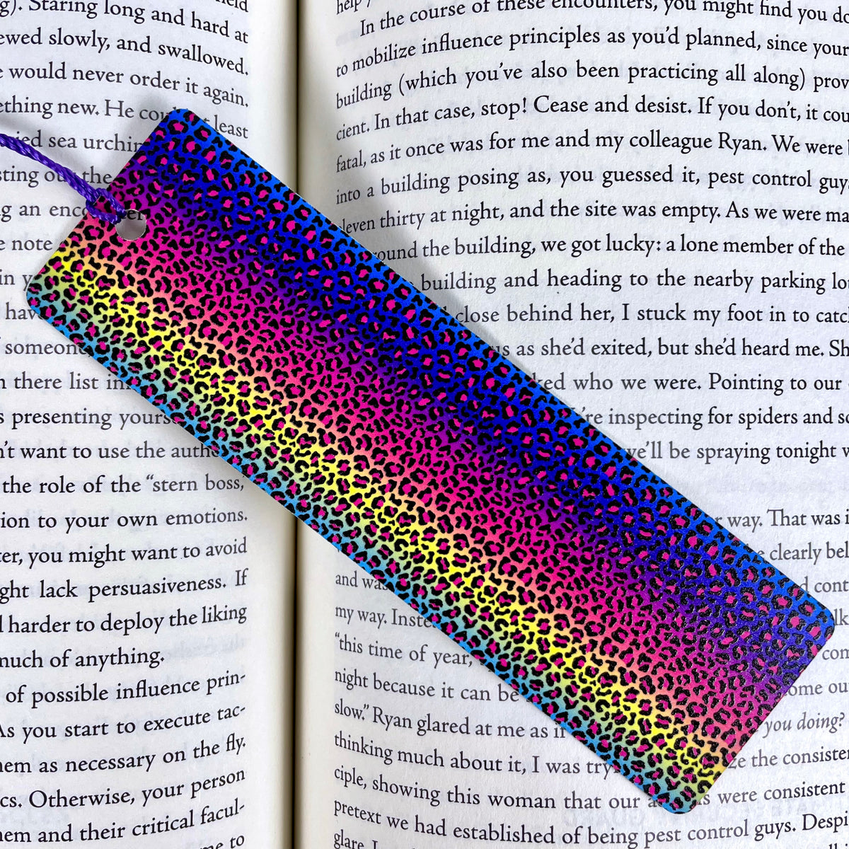 Rainbow Leopard Print Bookmark - Bright Gift for Book Lovers