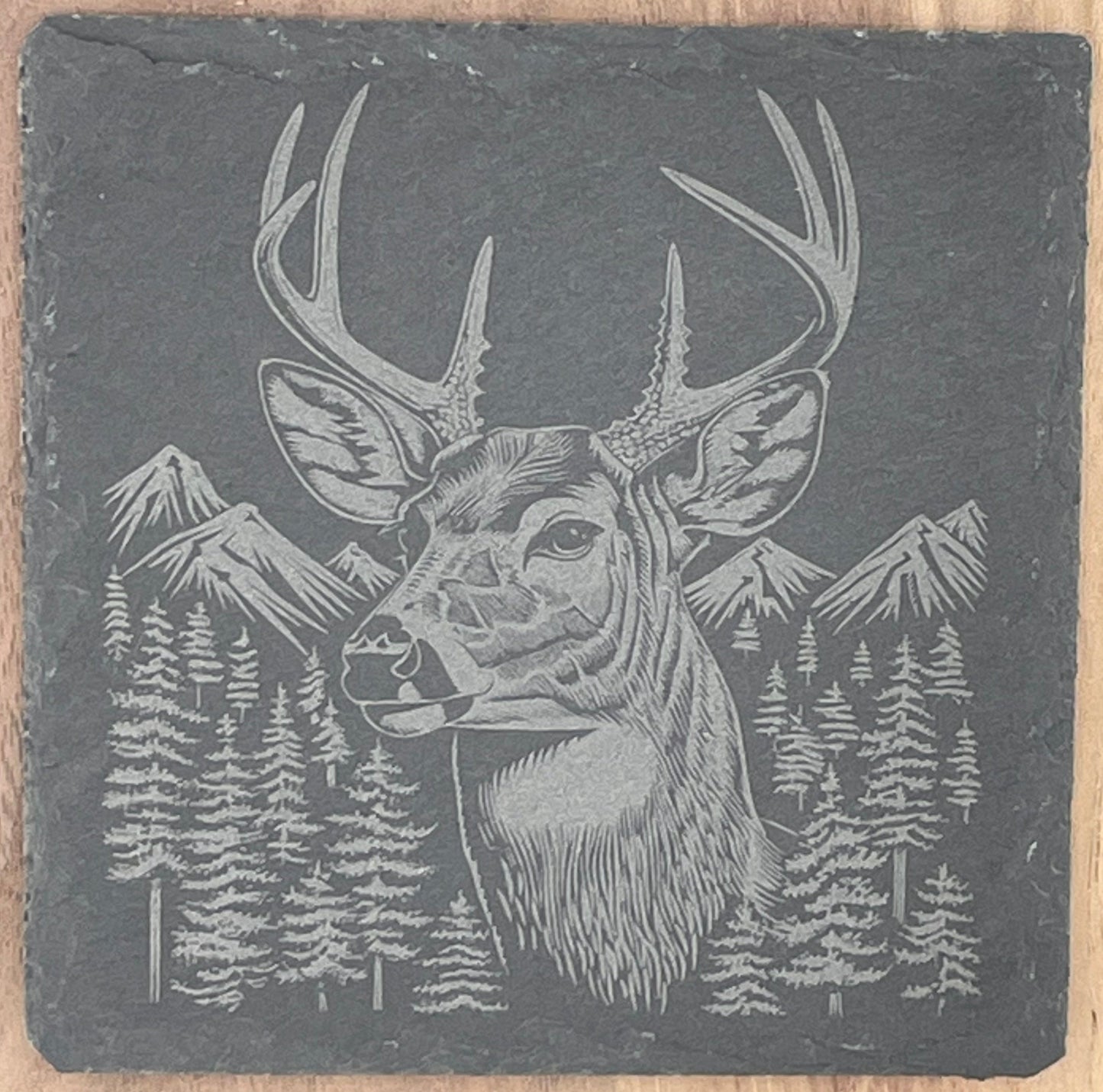 Elevate Your Home Décor with Our Four-Pack Slate Coasters Featuring Stunning Deer Scenes