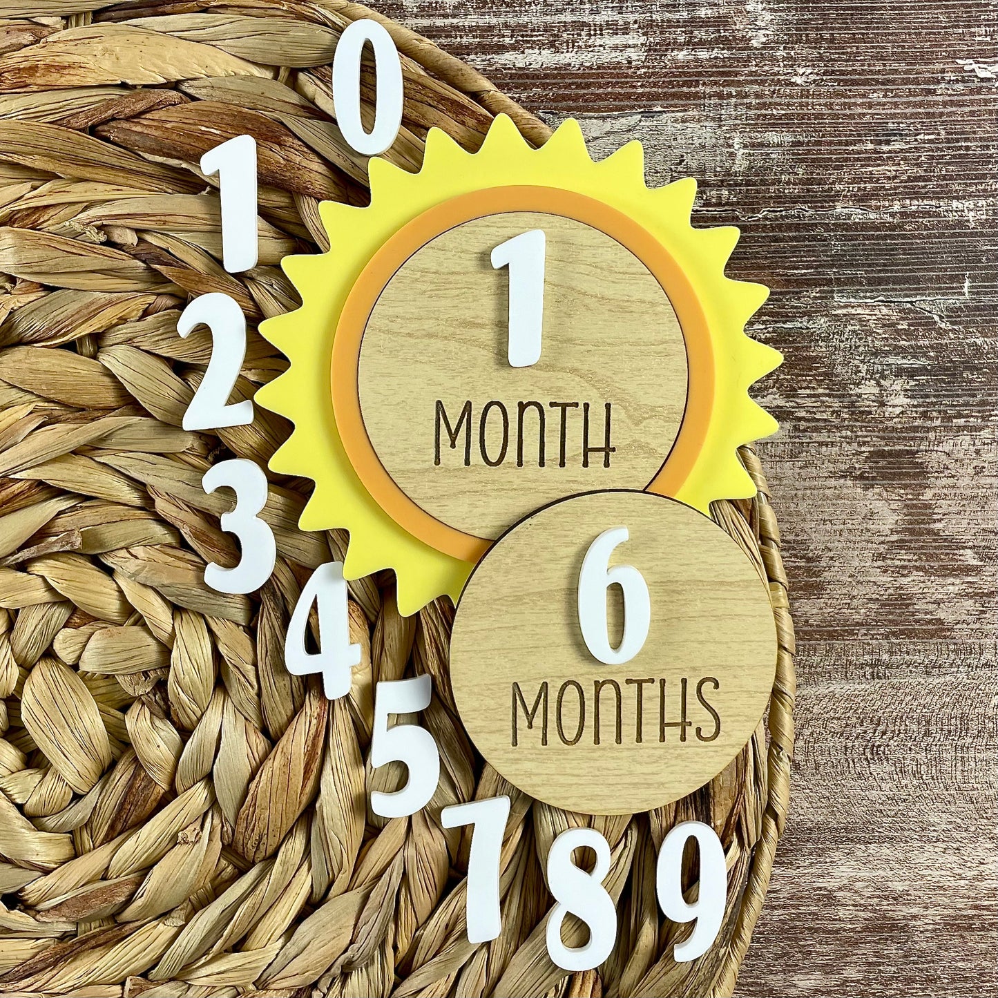 Personalized Sun Baby Milestone Markers – Sun-Themed Milestone Discs for Newborn Photography, Sunshine Nursery Decor, Baby Showers & Gifts
