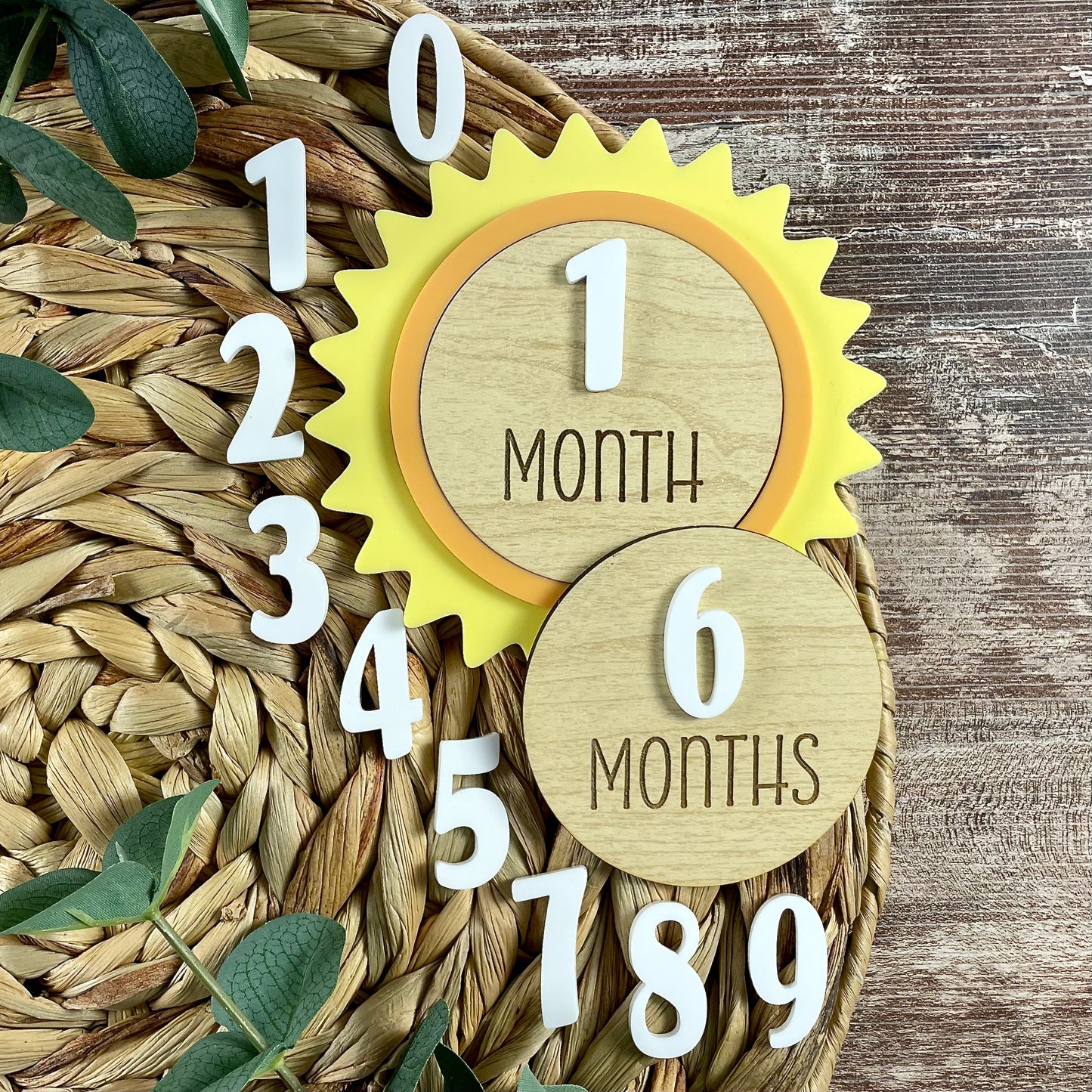 Personalized Sun Baby Milestone Markers – Sun-Themed Milestone Discs for Newborn Photography, Sunshine Nursery Decor, Baby Showers & Gifts