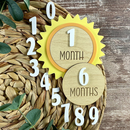 Personalized Sun Baby Milestone Markers – Sun-Themed Milestone Discs for Newborn Photography, Sunshine Nursery Decor, Baby Showers & Gifts