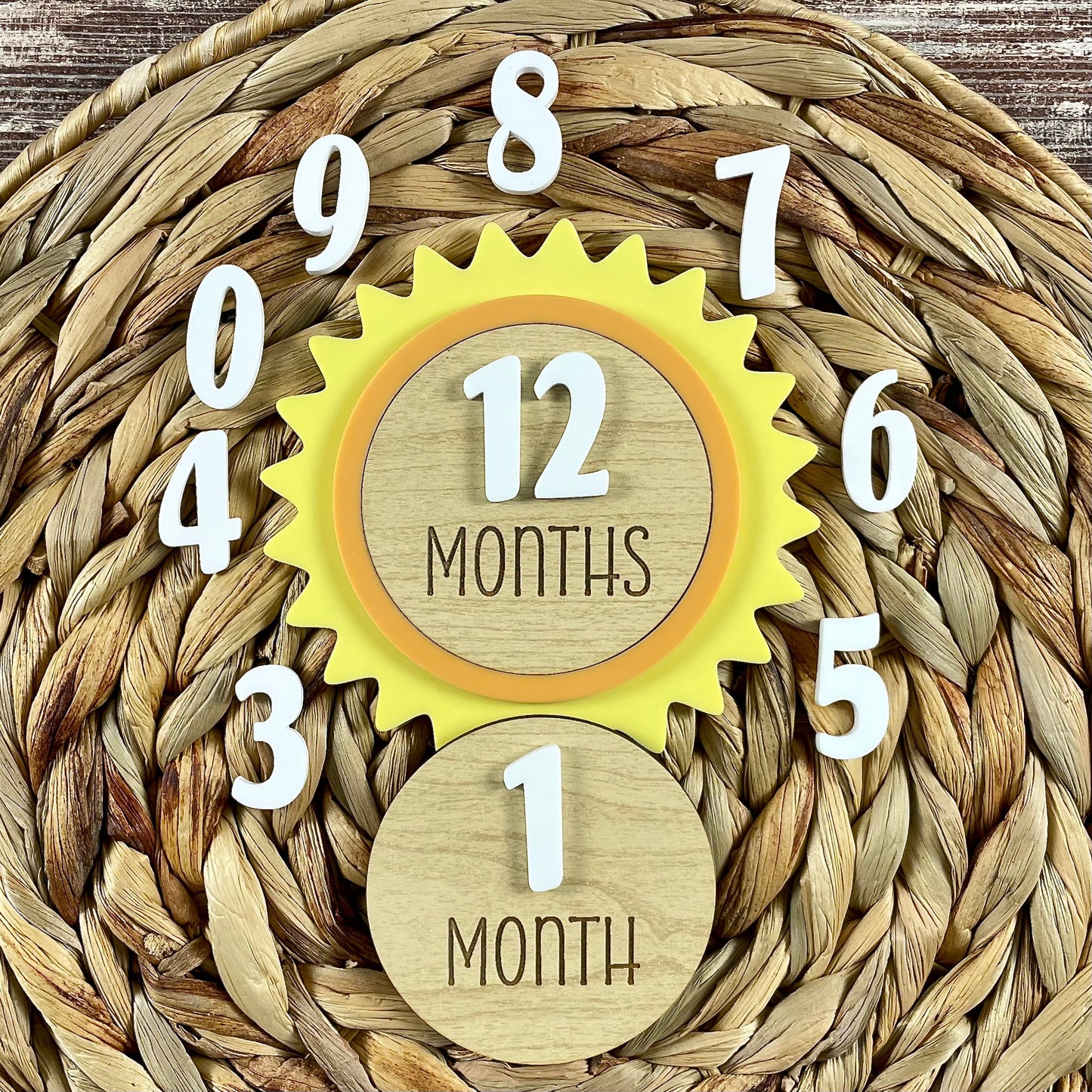 Personalized Sun Baby Milestone Markers – Sun-Themed Milestone Discs for Newborn Photography, Sunshine Nursery Decor, Baby Showers & Gifts