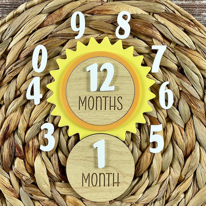 Personalized Sun Baby Milestone Markers – Sun-Themed Milestone Discs for Newborn Photography, Sunshine Nursery Decor, Baby Showers & Gifts