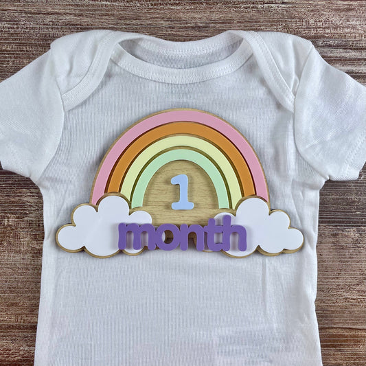 Rainbow Baby Milestone Sign – Monthly Photo Prop for Newborn – Interchangeable Acrylic Numbers – Baby Shower Gift – Nursery Decor