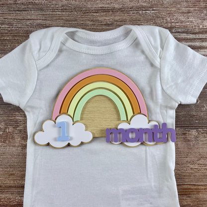 Rainbow Baby Milestone Sign – Monthly Photo Prop for Newborn – Interchangeable Acrylic Numbers – Baby Shower Gift – Nursery Decor