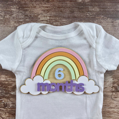 Rainbow Baby Milestone Sign – Monthly Photo Prop for Newborn – Interchangeable Acrylic Numbers – Baby Shower Gift – Nursery Decor