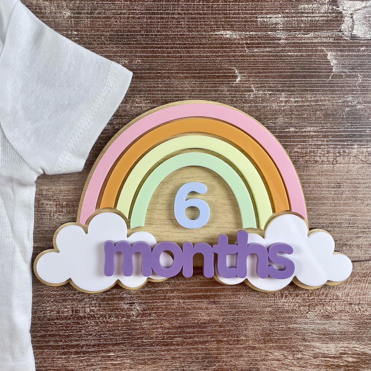 Rainbow Baby Milestone Sign – Monthly Photo Prop for Newborn – Interchangeable Acrylic Numbers – Baby Shower Gift – Nursery Decor