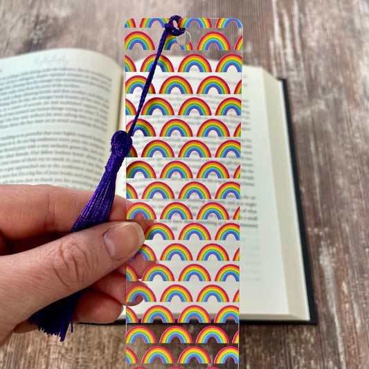 Rainbow Bookmark with Purple Tassel: Bright, Colorful Gift