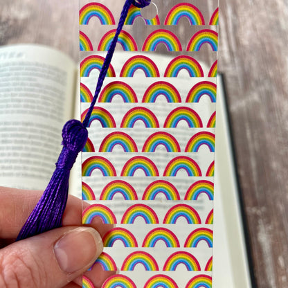 Rainbow Bookmark with Purple Tassel: Bright, Colorful Gift