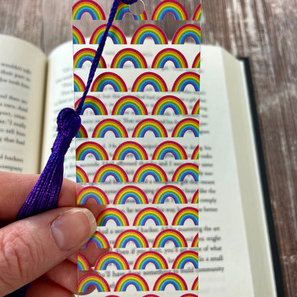 Rainbow Bookmark with Purple Tassel: Bright, Colorful Gift