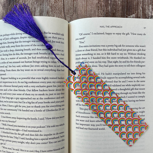 Rainbow Bookmark with Purple Tassel: Bright, Colorful Gift
