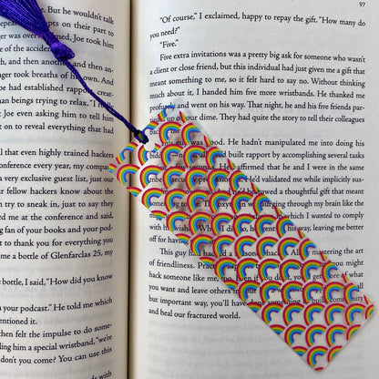 Rainbow Bookmark with Purple Tassel: Bright, Colorful Gift