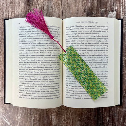 Cactus Bookmark with Pink Tassel: Unique Plant Lover Gift