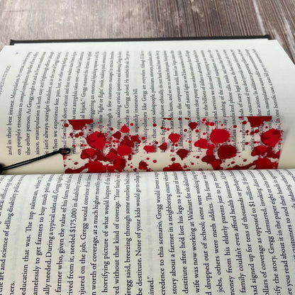 Blood Splatter Bookmark – True Crime Thriller Gift for Mystery Readers | Creepy Horror Accessory for Book Lovers
