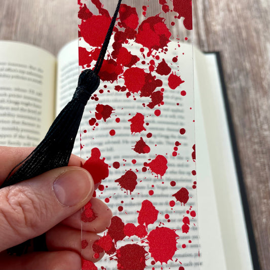 Blood Splatter Bookmark – True Crime Thriller Gift for Mystery Readers | Creepy Horror Accessory for Book Lovers