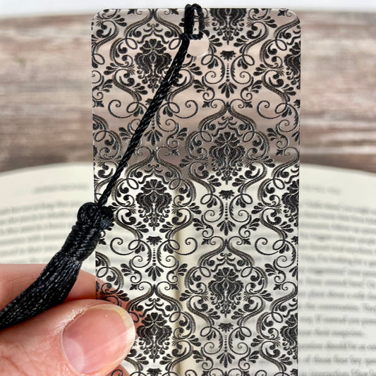 Black Damask Bookmark: Gothic Victorian Reader Gift