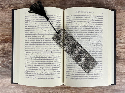 Black Damask Bookmark: Gothic Victorian Reader Gift