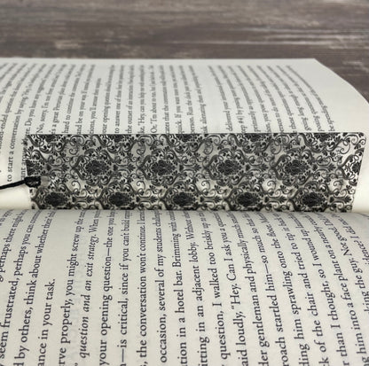 Black Damask Bookmark: Gothic Victorian Reader Gift