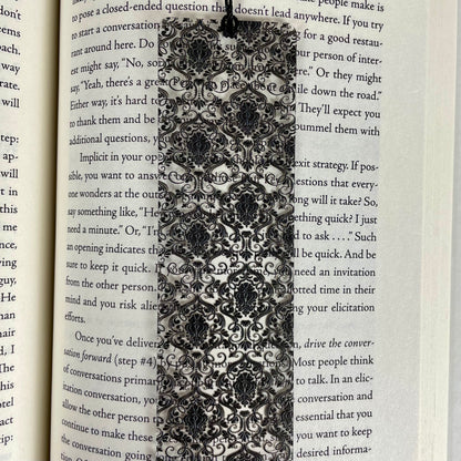 Black Damask Bookmark: Gothic Victorian Reader Gift