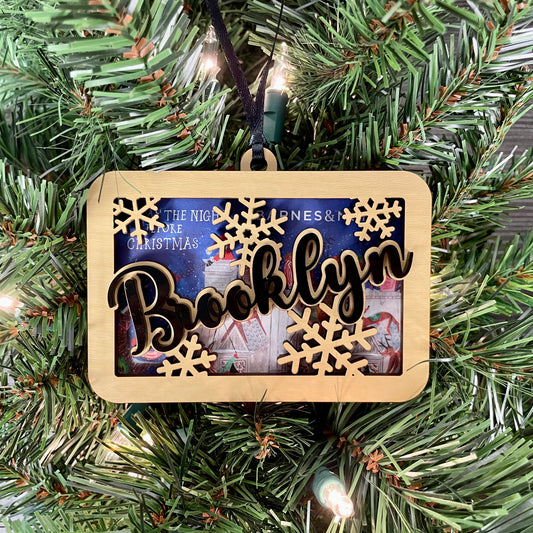 Personalized Christmas Ornament with Name – Custom Wood Snowflake Ornament – Holiday Gift for Kids, Family, Teacher, Stocking Stuffer
