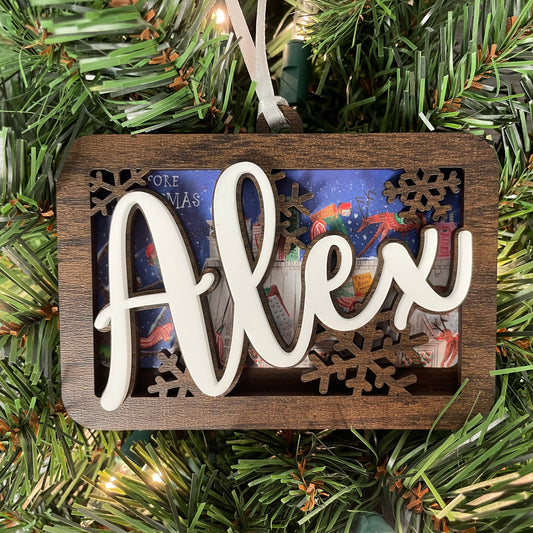 Personalized Christmas Ornament with Name – Custom Wood Snowflake Ornament – Holiday Gift for Kids, Family, Teacher, Stocking Stuffer