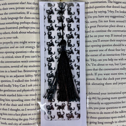 Black Cat Skeleton Bookmark: Spooky Gothic Reader Gift