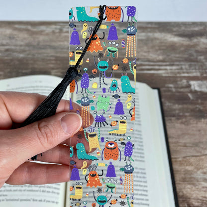 Colorful Monster Halloween Bookmark – Cute Spooky Kids Bookmark with Tassel – Fun Ghost & Candy Design – Teacher Reward or Book Lover Gift