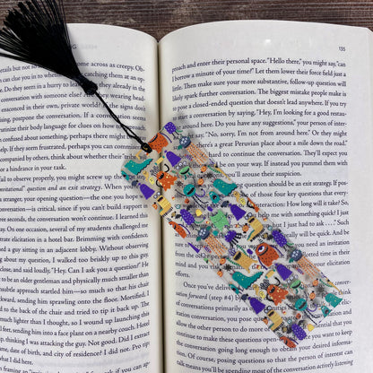 Colorful Monster Halloween Bookmark – Cute Spooky Kids Bookmark with Tassel – Fun Ghost & Candy Design – Teacher Reward or Book Lover Gift