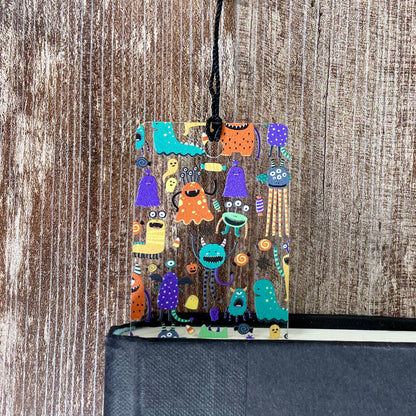 Colorful Monster Halloween Bookmark – Cute Spooky Kids Bookmark with Tassel – Fun Ghost & Candy Design – Teacher Reward or Book Lover Gift