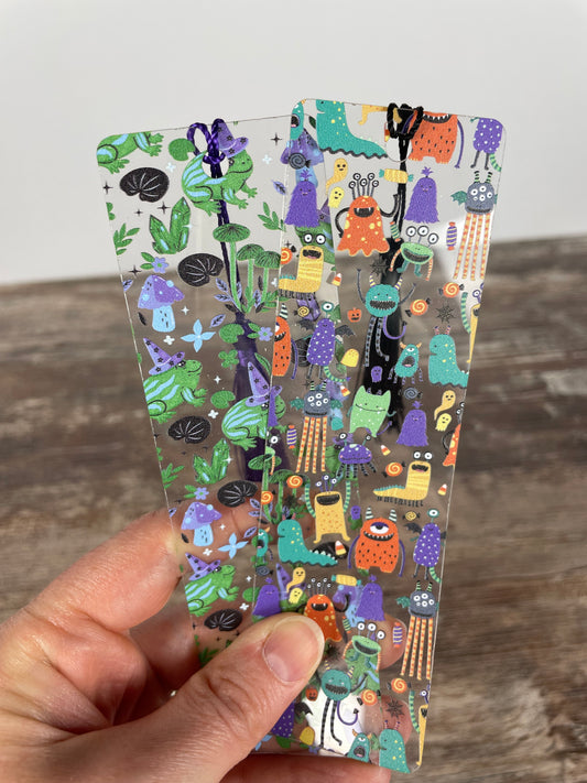 Colorful Monster Halloween Bookmark – Cute Spooky Kids Bookmark with Tassel – Fun Ghost & Candy Design – Teacher Reward or Book Lover Gift