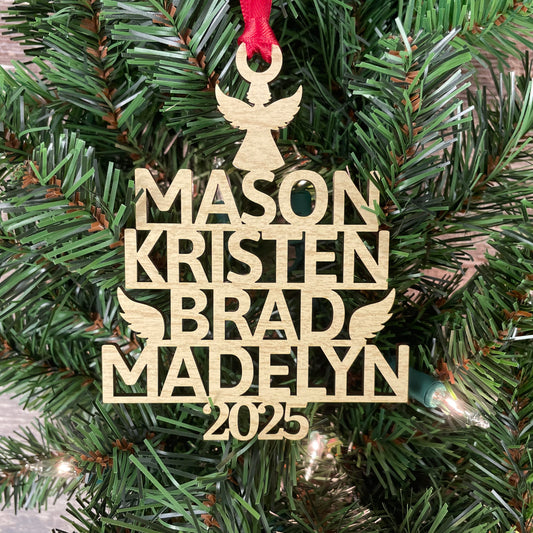 Personalized Family Name Christmas Ornament 2025: Custom Wood Tree Decoration