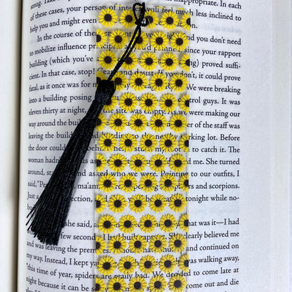 Sunflower Bookmark: Clear with Tassel, Gift for Book Lovers