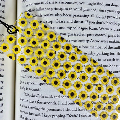 Sunflower Bookmark: Clear with Tassel, Gift for Book Lovers